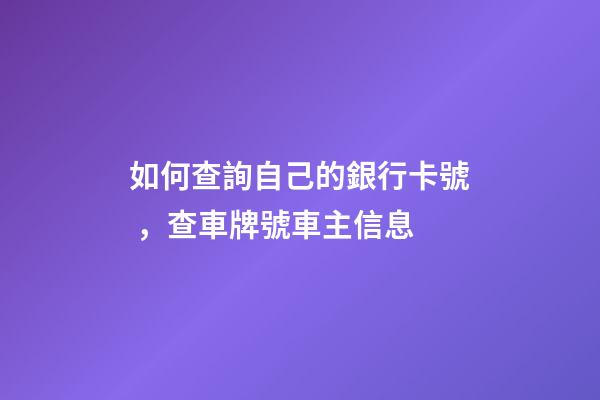 如何查詢自己的銀行卡號，查車牌號車主信息-第1張-觀點-玄機派